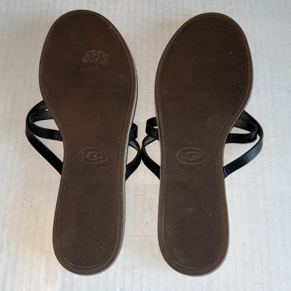 Ugg Black Leather Straps And Jute Flip Flop Sandals - Picture 8 of 12